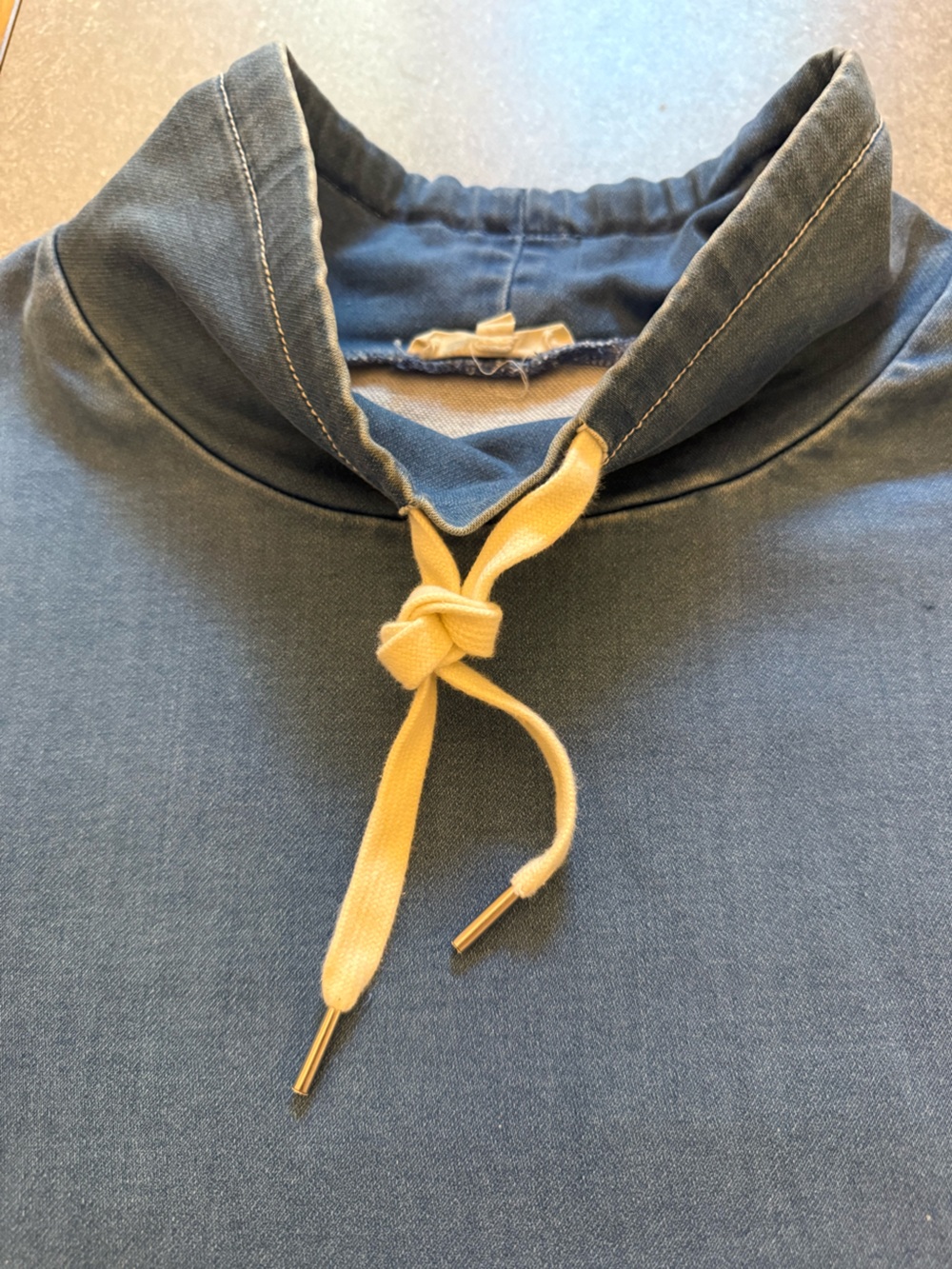Madewell Denim Sweatshirt Tunic Dress Chambray Drawstring Mock Neck XL - Picture 3 of 10